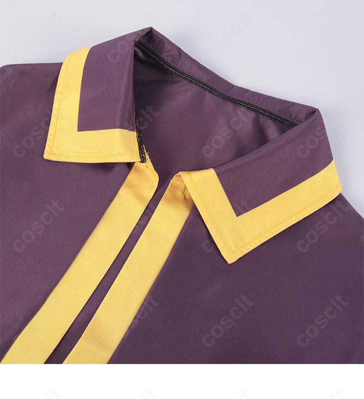 マント襟元の装飾アップ。高級感のある素材感と縁取りで世界観を忠実に表現。