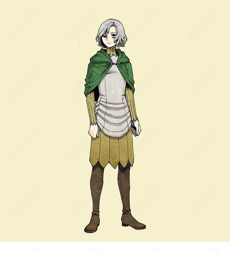 ダンジョン飯 ミスルンのカナリア隊制服コスプレ衣装の全体像。落ち着いた色味と端正なシルエットを忠実再現。