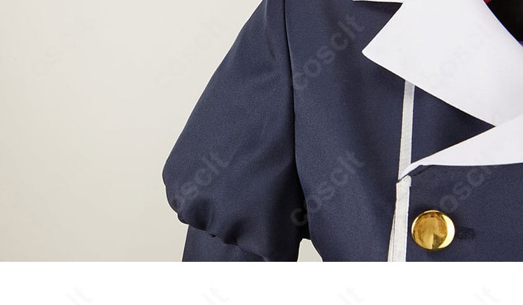 伊草ハルカ衣装の肩〜袖装飾のディテール。ステッチと装飾パーツの位置関係を明瞭に示す。