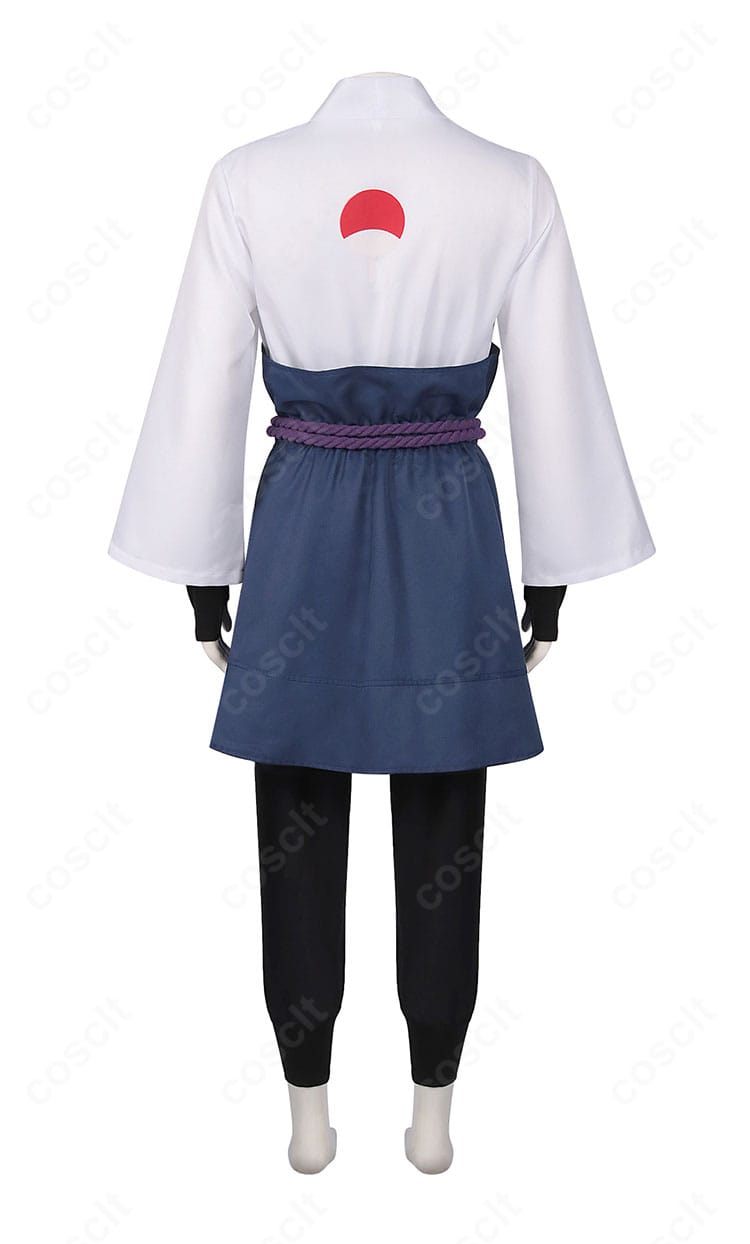 背面全体像|うちはサスケ コスプレ衣装の背中ラインと腰布の落ち感ディテール