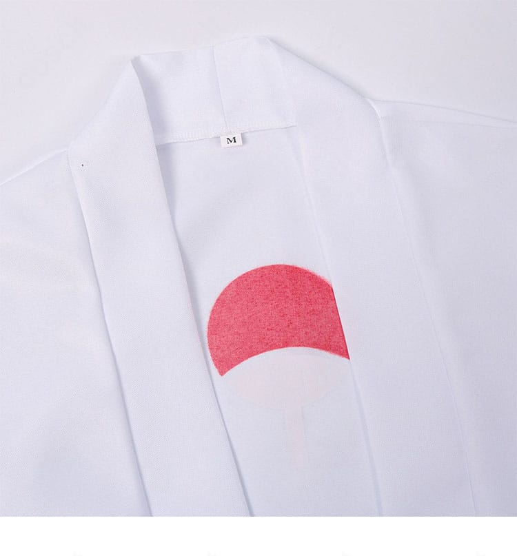 装飾アップ|うちはサスケ コスプレ衣装の紐飾りと縁取りの精緻なステッチ