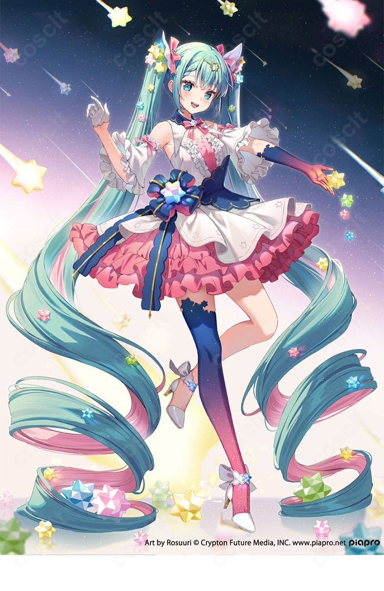 初音ミク 10周年 Rosuuri Ver. コスプレ衣装の着用イメージ。バーチャルシンガー初音ミクの特別デザインを表現。