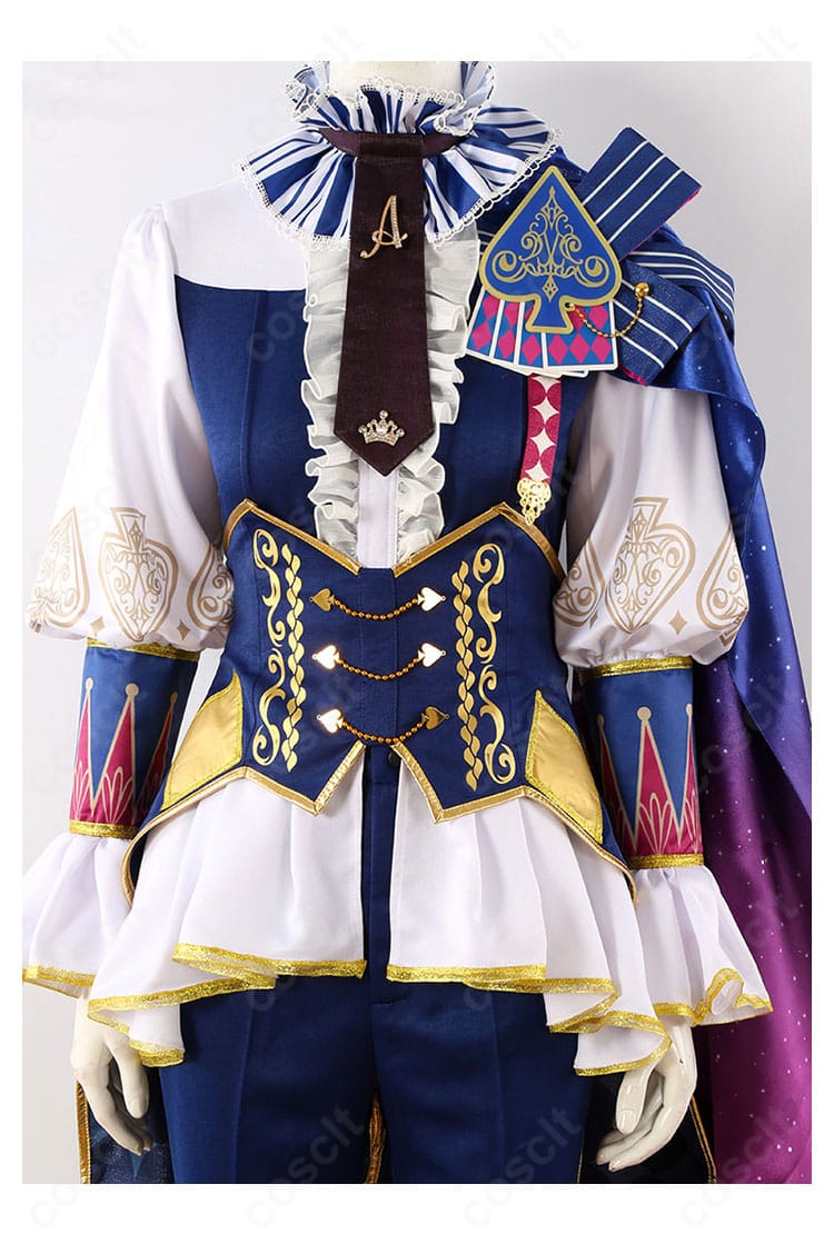 天馬司 キング・オブ・スペード衣装の刺繍・トリム・金属調パーツなど装飾細部のクローズアップ。