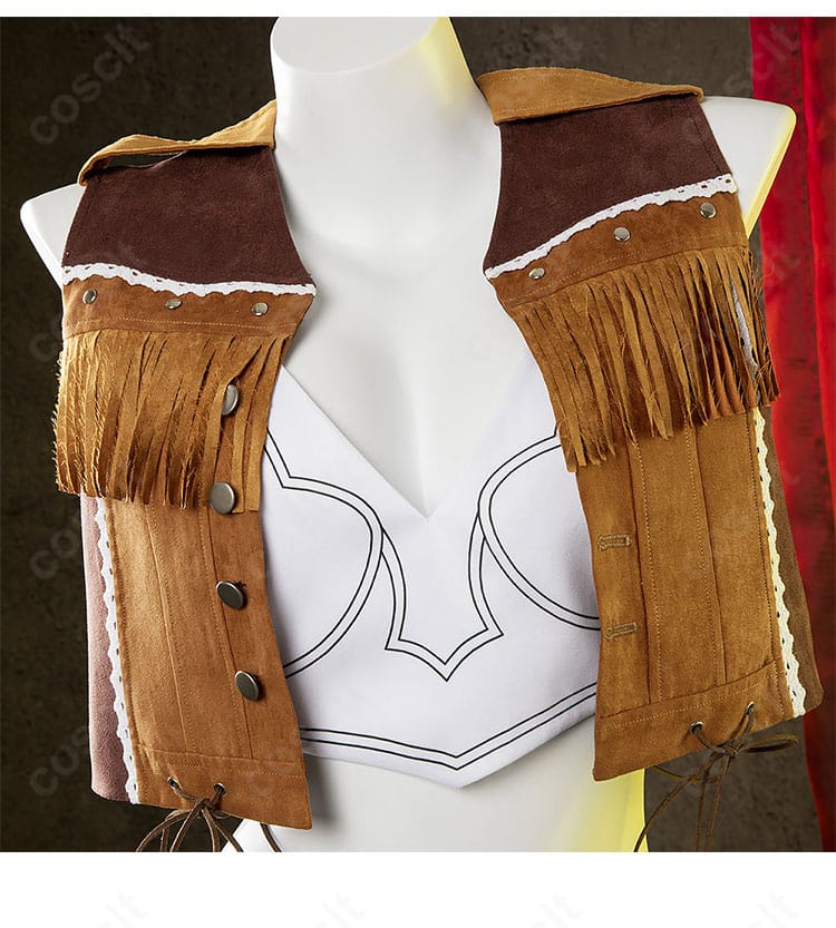 ティファ衣装 上着の装飾ディテール(ステッチとフリンジ)