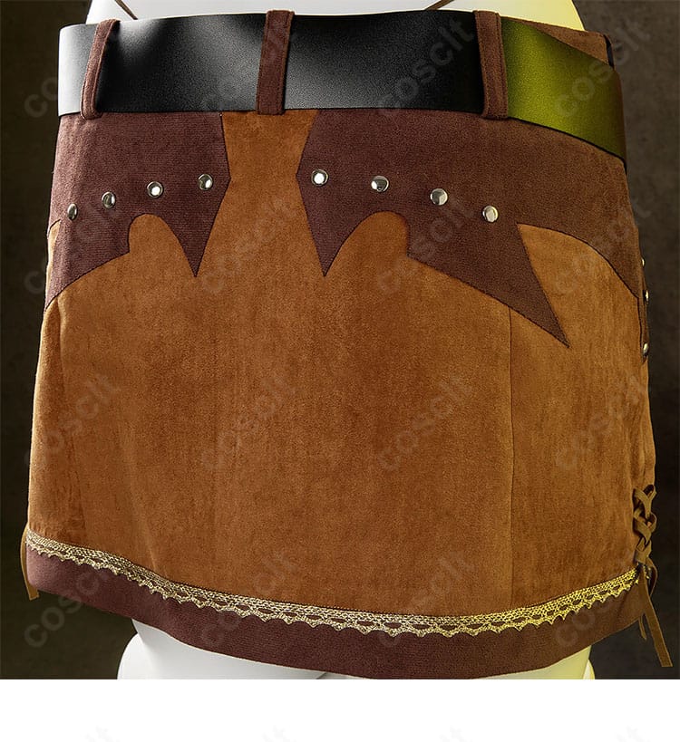 ティファ衣装 スカート背面の切替と装飾ディテール