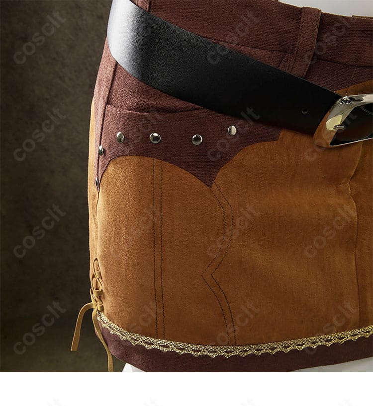 ティファ衣装 スカート側面の装飾ディテール(フリンジ・パネル)