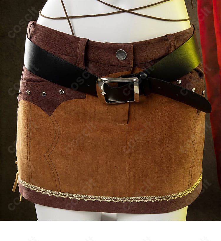 ティファ衣装 スカート前面の切替と装飾ディテール