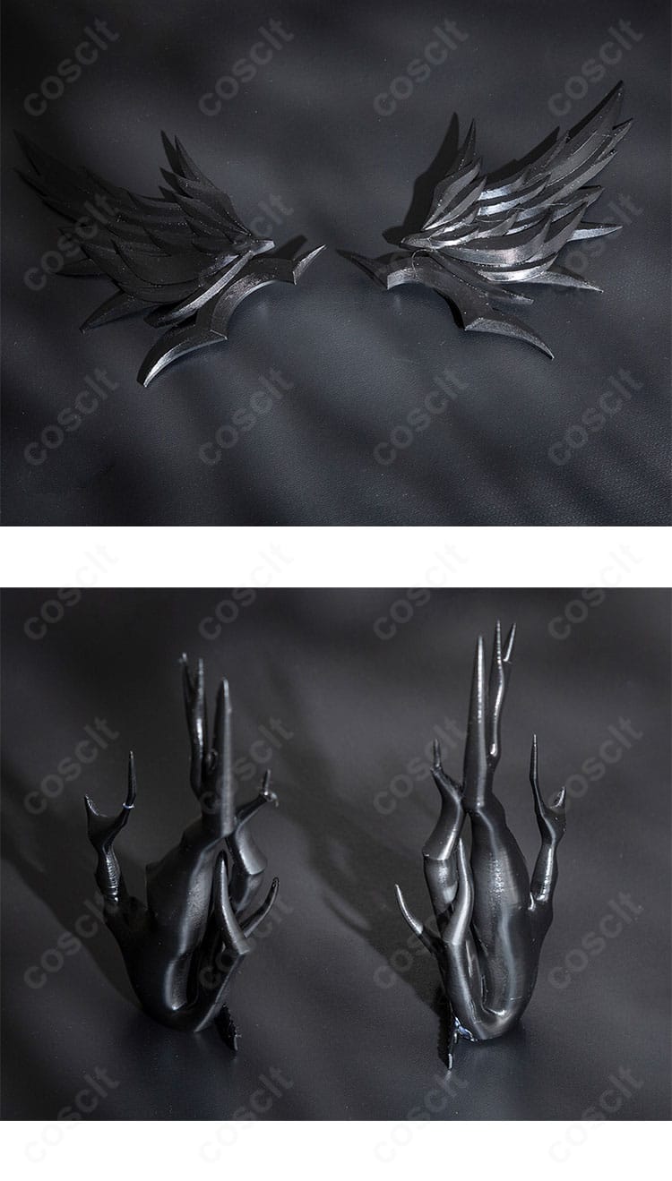 髪飾りの精緻な意匠。ロゴスの世界観に合う形状と装着バランス。