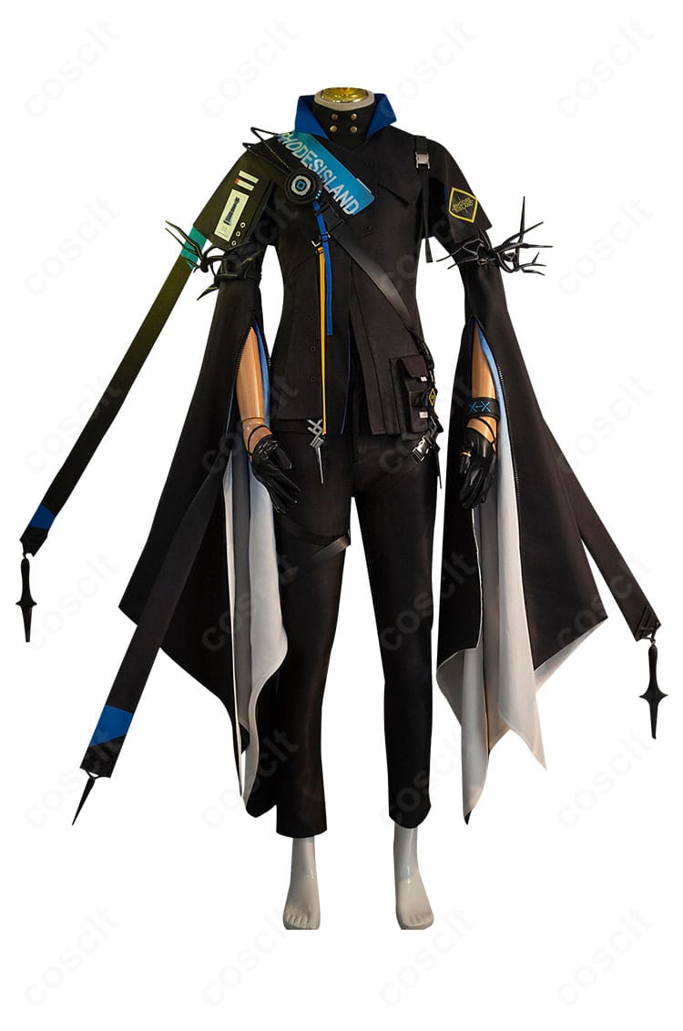 ロゴス コスプレ衣装の正面全身。ハリ感あるロングコートとインナーの質感、配色を確認できる高品質仕立て。