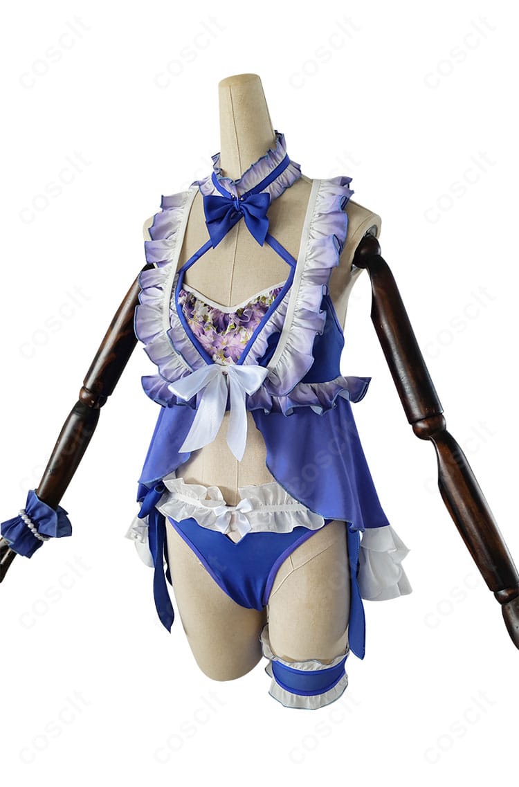 東條希 水着コスプレの側面。程よいホールド感と脚長効果のあるパンツカットで、動きやすさと美シルエットを両立。