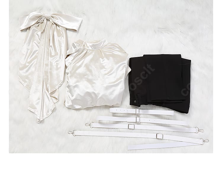 ALIEN STAGE ルカ衣装のセット内容。トップス・ズボン・ベルト・背部蝶結びの4点を並べた構成画像