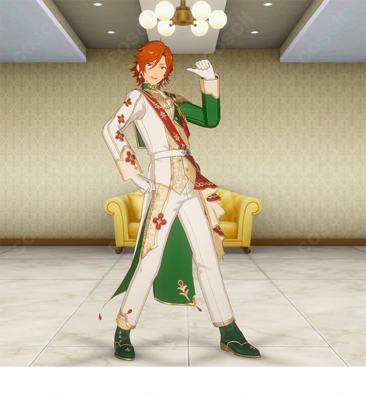 あんさんぶるスターズ!! 三毛縞斑の舞台衣装コスプレ一式。高発色の生地とハリ感あるシルエットで再現度を高め、イベントや撮影で映えるデザインを正面から捉えた画像。