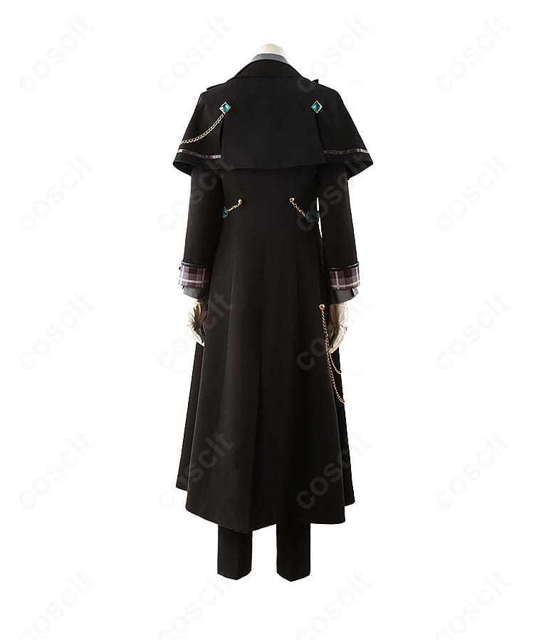 あんさんぶるスターズ!! インテリジェンス衣装の背面。背中の縫製ライン、裾のカット、背面装飾の配置を確認できる写真。