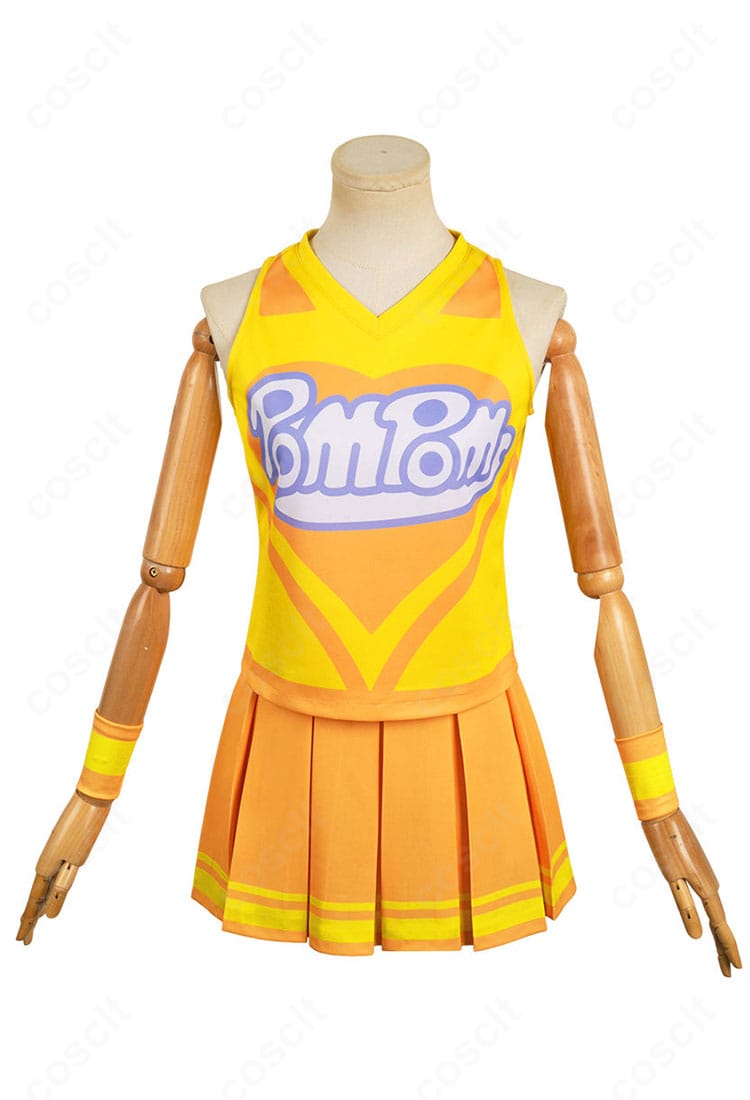 菜なれ花なれ 美空かなた チアコスプレ衣装の正面全体像。明るい配色とバランスの良いシルエットでイベント映えするデザイン。