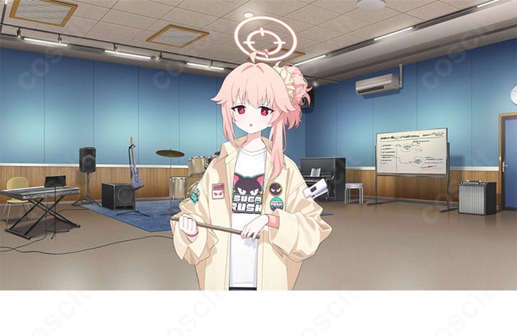 ブルーアーカイブ 柚鳥ナツのバンド衣装コスプレ一式。元気で明るいキャラクター性を活かす配色と軽やかなシルエット。