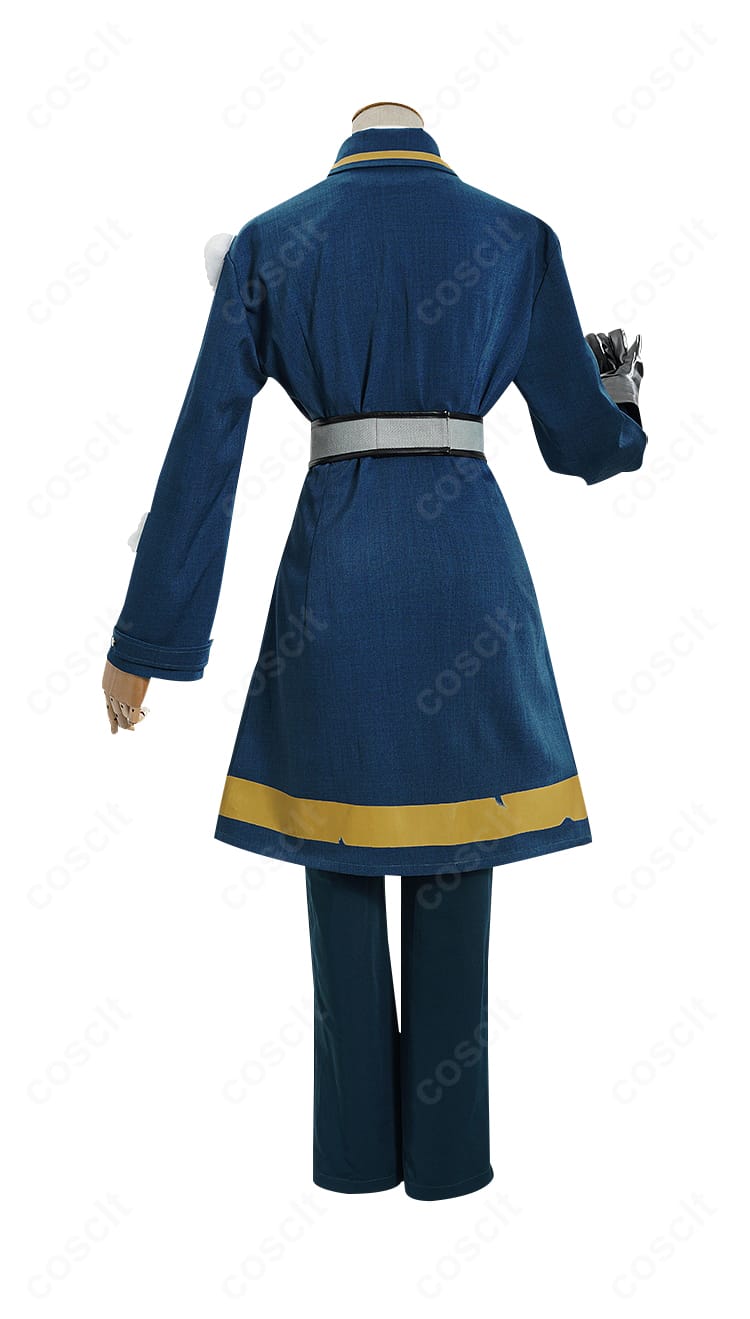 第五人格 フロリアン・ブランド 火災調査員コスプレの背面。背中の切り替えと裾のライン、全体バランスを確認できる画像。