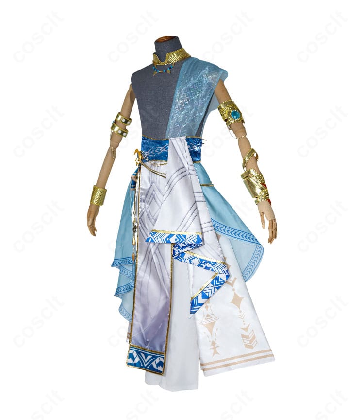 側面全身:ホムラ(潮汐の神)衣装の横から見たラインと装飾配置