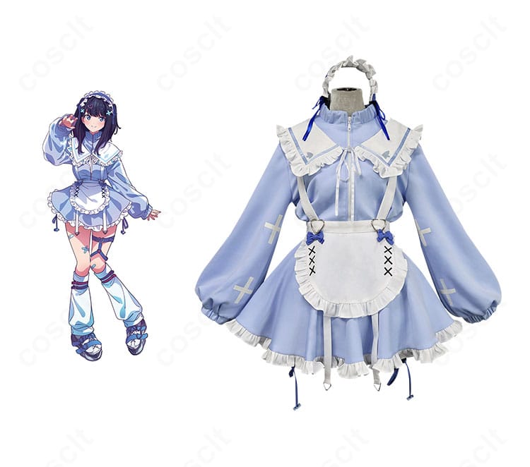 宝多六花とメイド風衣装のセットを正面から示した画像。グリッドマン ユニバースの雰囲気と全体シルエットが分かる構図。