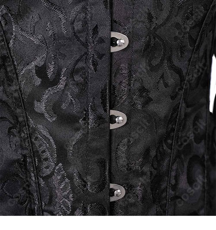 マルシル・ドナトー ハロウィン衣装の門襟装飾クローズアップ。精巧な意匠と縫製で近距離撮影にも対応