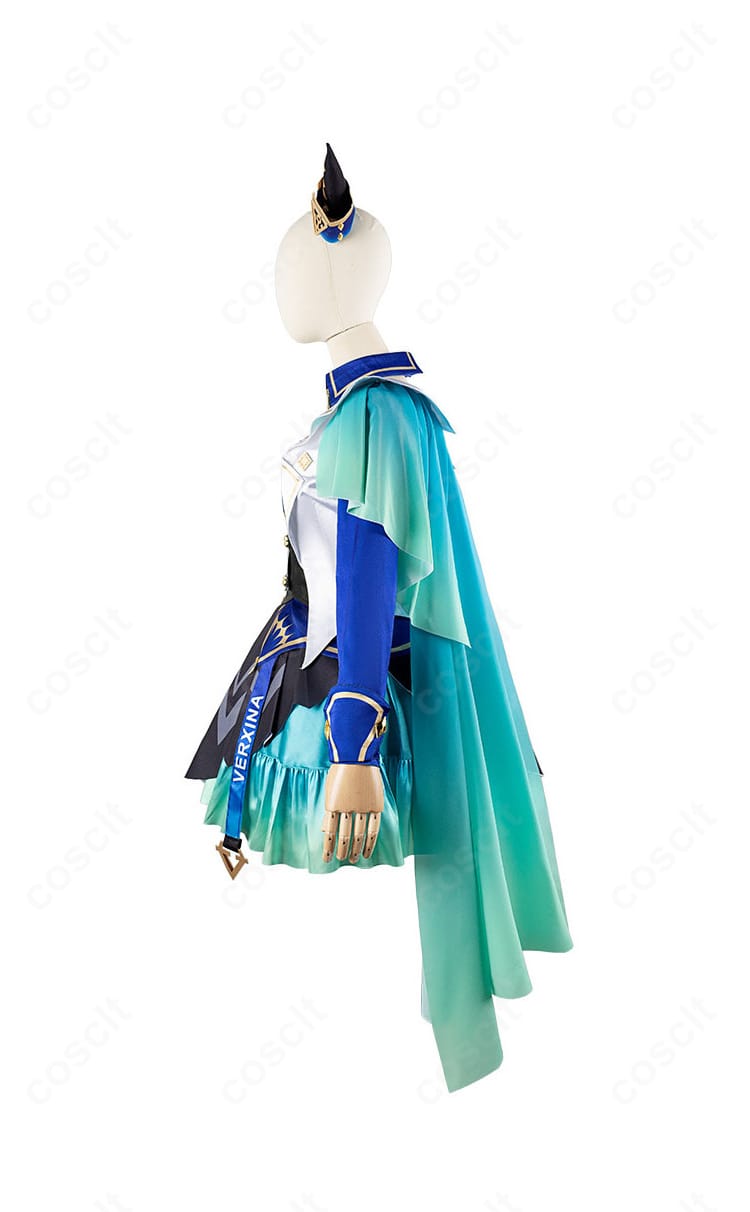 ヴィルシーナ 勝負服コスプレの左側装飾ディテール。手首飾りと装飾パーツの仕立てが分かる