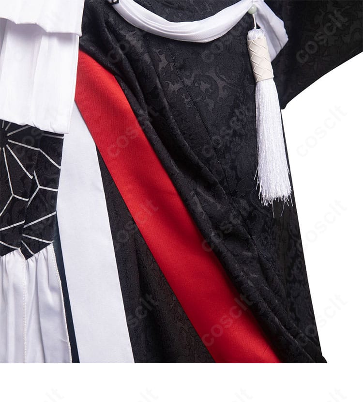 FF14 夜鶴胴着コスプレ衣装の腰帯と装飾の近接カット。立体感のある帯結びがポイント。