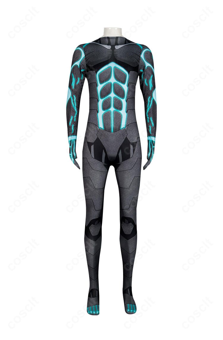 日比野カフカの怪獣清掃業者制服コスプレ衣装の正面全体。配色とシルエットを確認