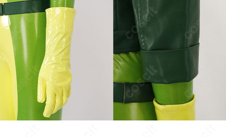 袖口と手袋のカラー切替、装飾パーツの質感を捉えたクローズアップ。