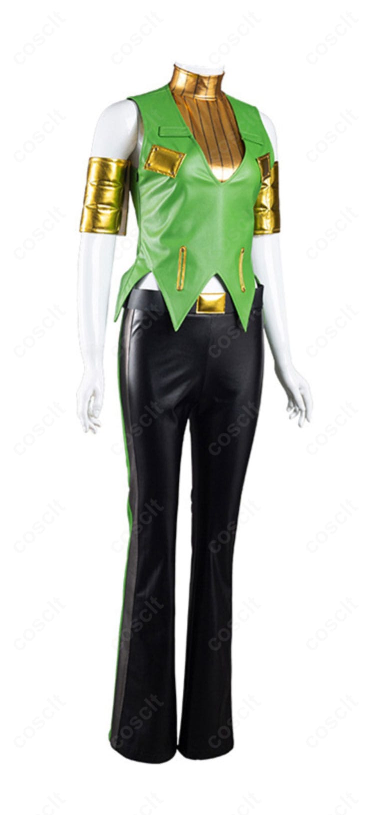 エルメェス・コステロ衣装の右側面。ウエストラインと腕飾りのフィット感、側面の縫製ディテールが分かる画像