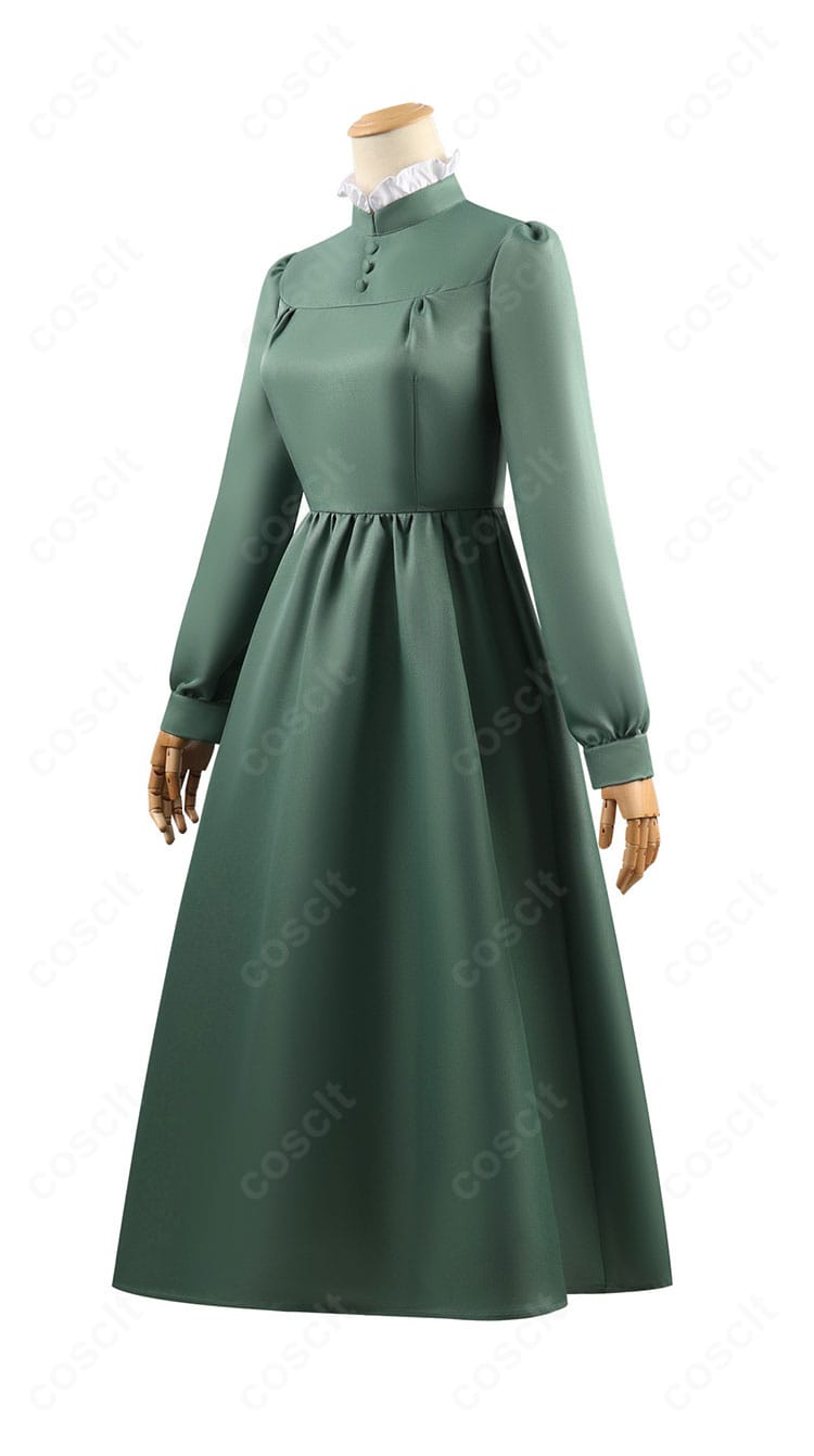 ソフィー・ハッター 緑ワンピースの斜め側面。ウエスト位置と袖の形状など再現度の高い作り込みを表示