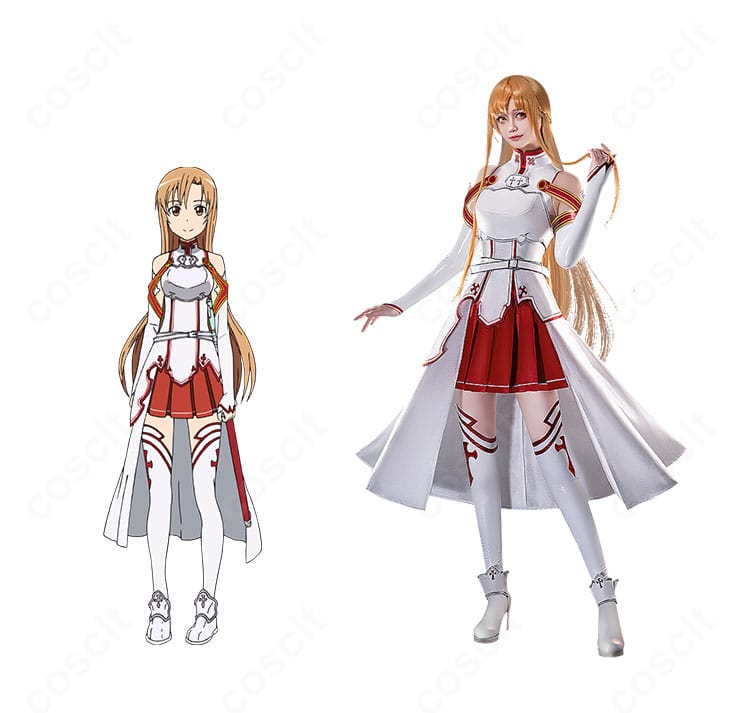 アスナ(結城明日奈)の血盟騎士団制服コスプレ一式とキャラクターイメージの組み合わせカット