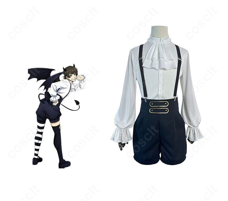 ブルーロック 蜂楽 廻 天使と悪魔バージョンのコスプレ衣装一式。左右非対称の装飾でキャラクター性を表現。