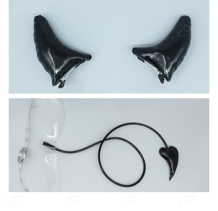 ヘアアクセサリーと尻尾のセット。蜂楽 廻の個性を引き立てる小物の形状と取り付け方法が分かる。