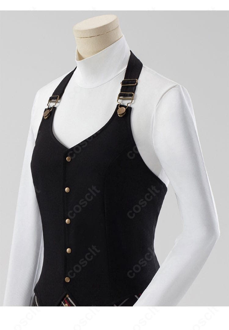 ペルソナ5 新島真 学生Ver.制服コスプレの側面ディテール。縫製の整いと体に沿うフィット感を強調。