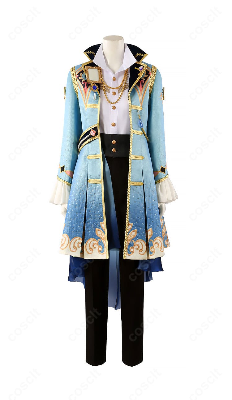 あんさんぶるスターズ!! Knights ギャンビット衣装の正面ディテール。胸飾りと刺繍、フロント装飾の質感がわかるクローズアップ