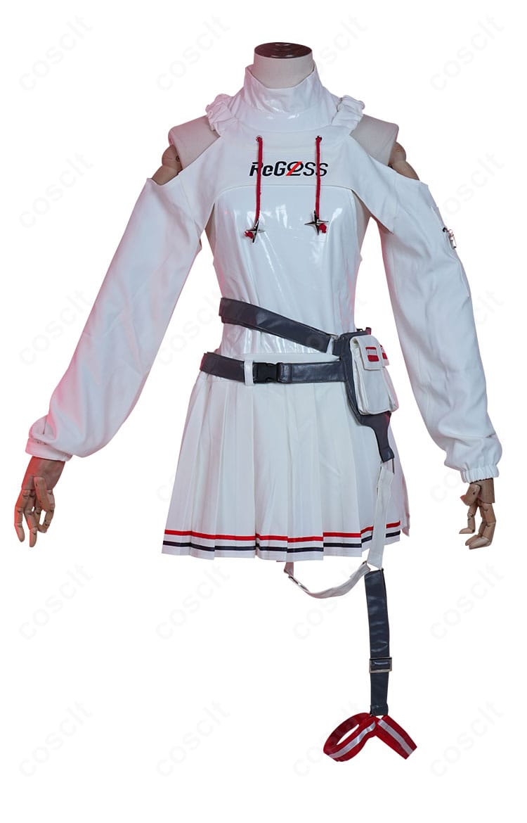 ホロライブ ReGLOSS 轟はじめ コスプレ衣装の正面全身。コートの襟角度とウエスト位置、インナーのレイヤーがわかる高品質仕立て。
