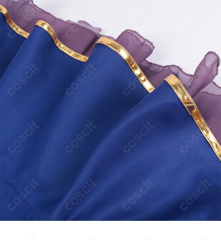 アクア衣装 スカート装飾のクローズアップ。コントラストが映える縁取りと生地感。