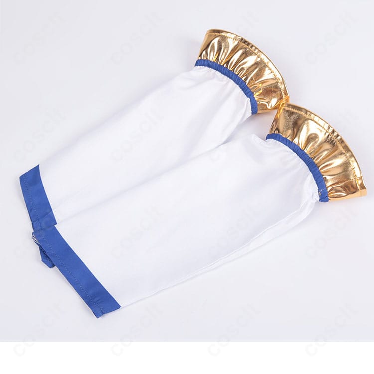 アクア衣装 袖口の装飾アップ。配色の切り替えと端処理の丁寧な縫製。