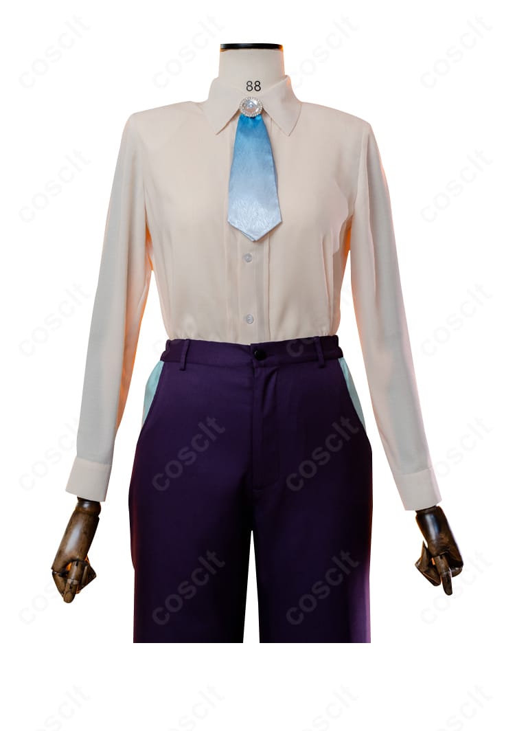 ネクタイ装飾のクローズアップ。結び目の形と装飾金具の質感で神代類らしさを表現した画像