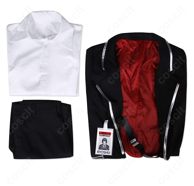 Limbus Company 良秀 コスプレ衣装のセット内容。コート・シャツ・ズボンの3点構成を並べた画像
