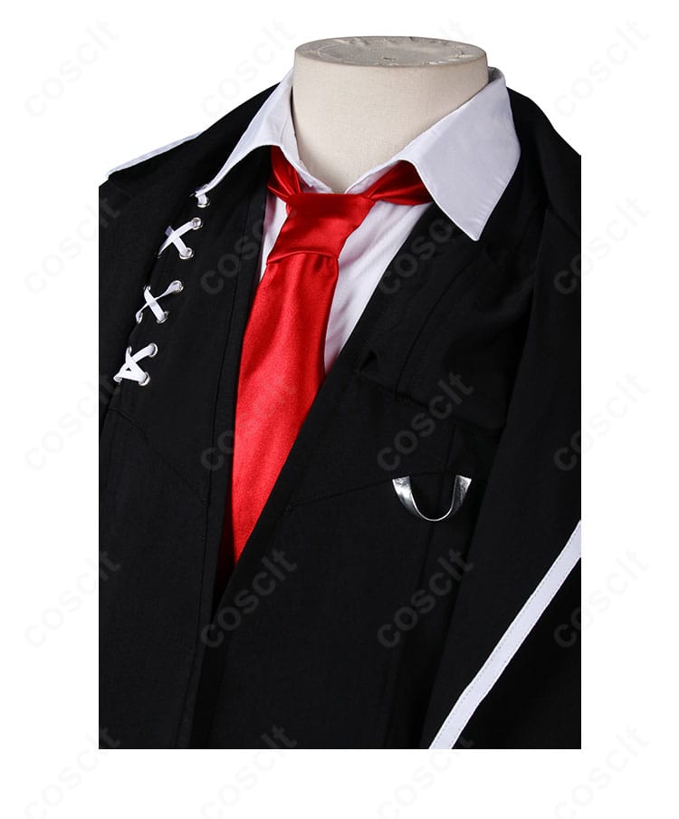 襟元とネクタイの装飾ディテール。イサン制服の結びと意匠を忠実に再現