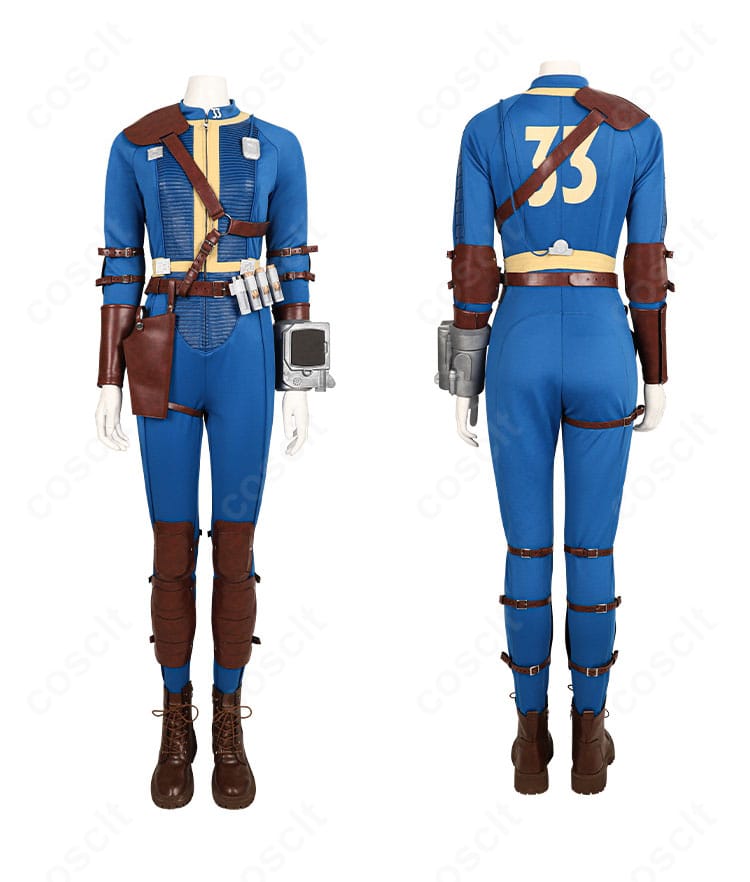 ルーシー・マクレーン コスプレ衣装の正面・背面。シルエットと装備配置の比較が分かるビュー。