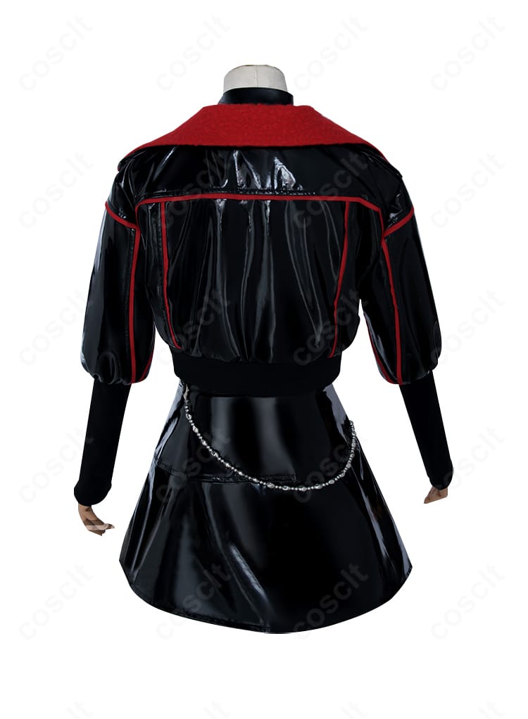 プロジェクトセカイ 白石杏『決戦の時』コスプレ衣装の背面。外套のラインとヘムの仕上げ、全体のシルエットを強調。