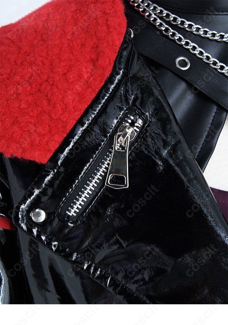 プロジェクトセカイ 白石杏『決戦の時』コスプレ衣装の襟元装飾ディテール。メタル調パーツでクールな印象を再現。