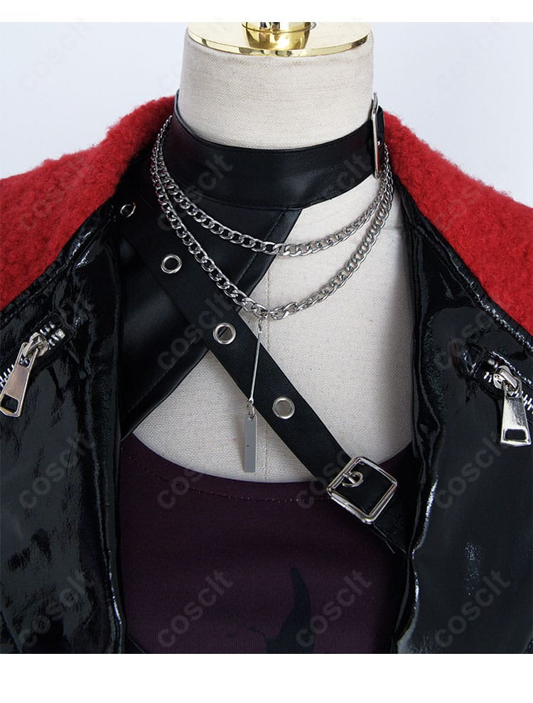 プロジェクトセカイ 白石杏『決戦の時』コスプレ衣装の襟とネックレス詳細。豪華な装飾パーツの配置と質感。