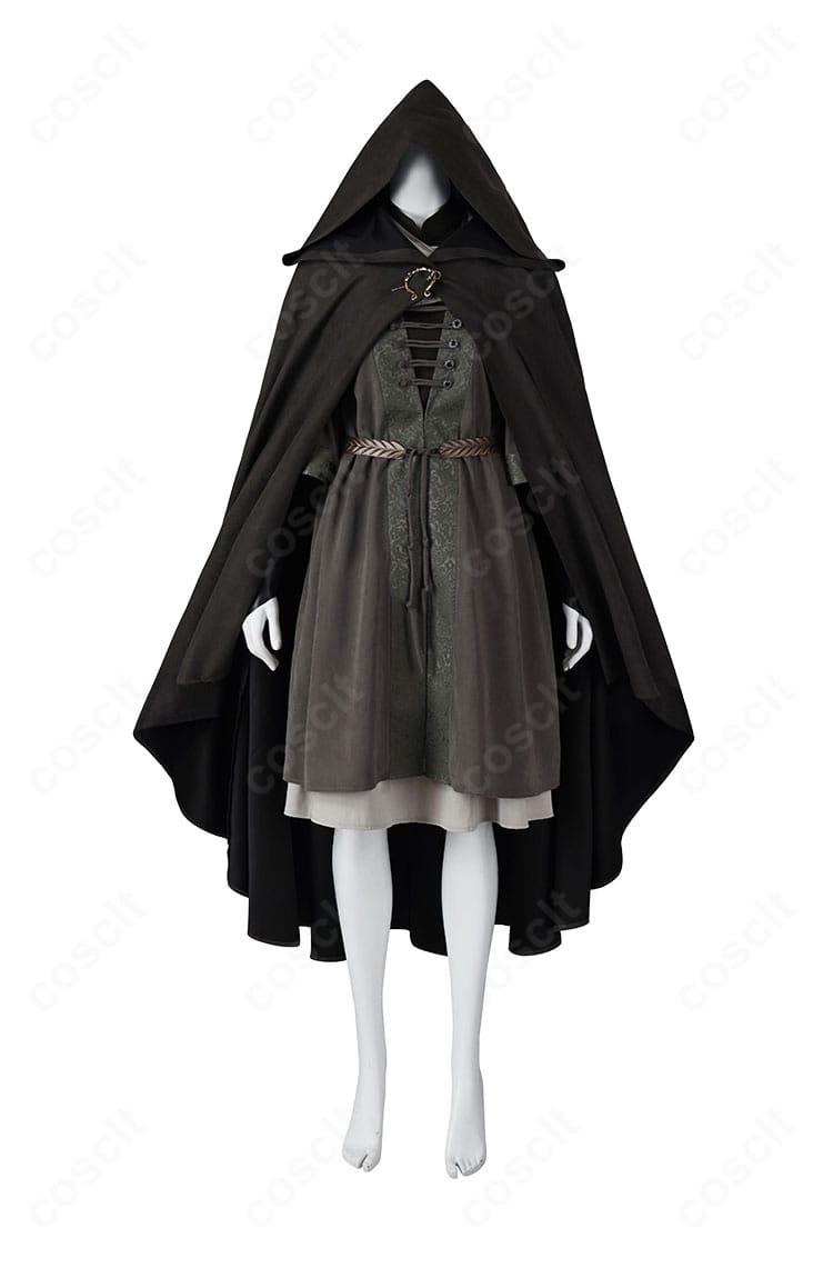 メリナ コスプレ衣装の正面全体像。ローブの落ち感と上品なシルエットが分かるカット