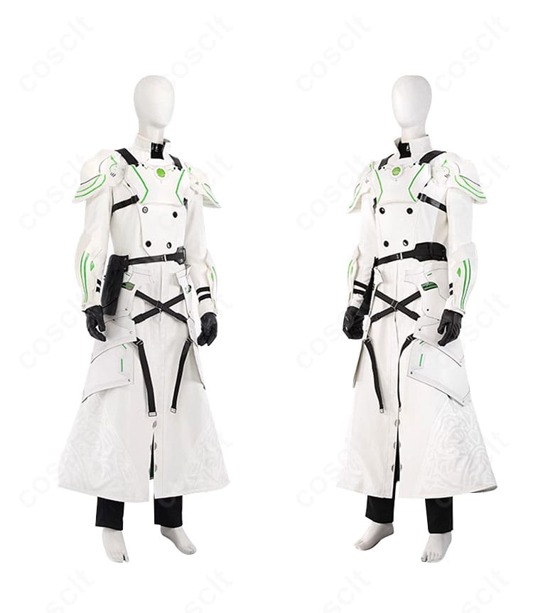 セフィロス衣装側面。肩鎧・腰鎧・護腕の立体感とラインを強調したカット。