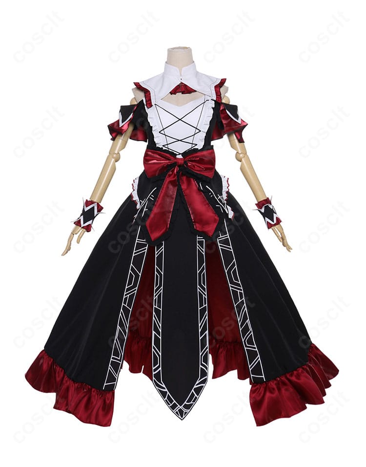 時崎狂三コスプレ衣装の正面ディテール。フリルと配色を忠実に再現したゴシックドレス