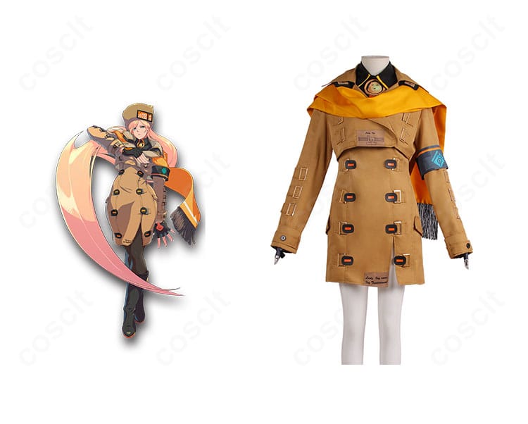 GUILTY GEAR -STRIVE- ミリア=レイジのストライヴ版コスプレ衣装。キャラクター立ち絵併載の正面全身で高再現度を示す画像。