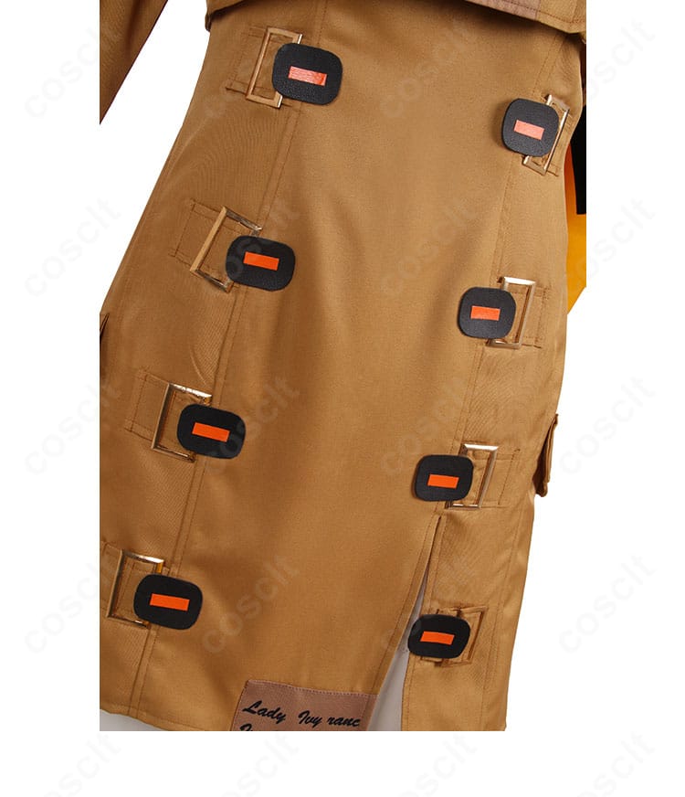 ミリア=レイジ衣装の裾(スカート)装飾ディテール。コート裾の形状と縫製ラインを強調。