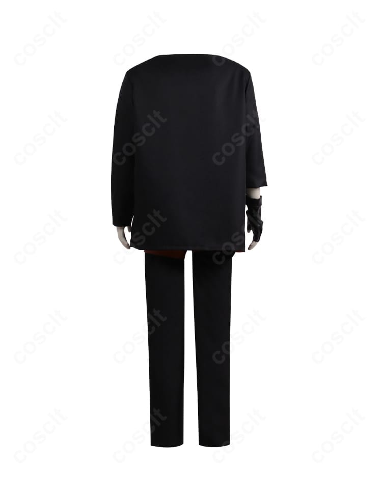 背面ビュー。バックベルトと裾の分量、後ろ姿のラインを確認できるハッピーケイオス衣装の背面デザイン。